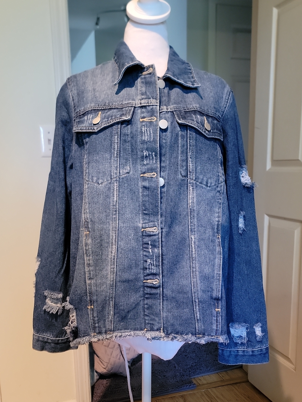 Unk Distressed Denim Jean Jacket - Blue
